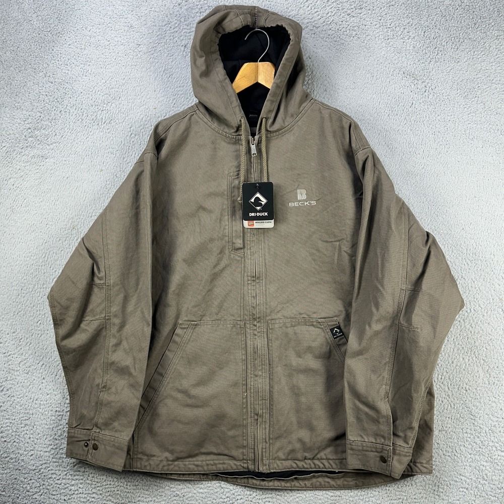 Dri-Duck Canvas Jacket Full‎ Zip Hoodie Mens 3XL Gray Drawstring Pocket Logo NEW